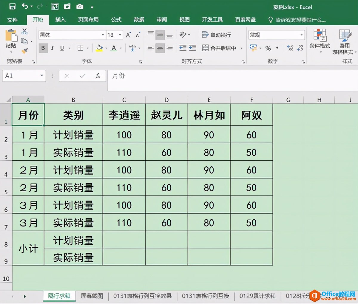 <b>如何利用excel函数sumproduct函数实现表格数据隔行求和</b>