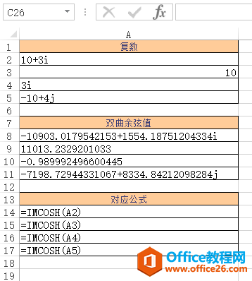 <b>Excel IMCOSH 函数 使用实例教程</b>