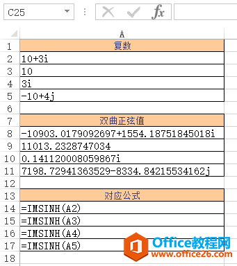 <b>Excel IMSINH 函数 使用实例教程</b>