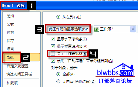 <b>excel 隐藏工作表标签的设置，通过设置可以实现不显示工作表标签</b>