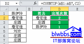 <b>excel 计算出现次数的思路和公式</b>